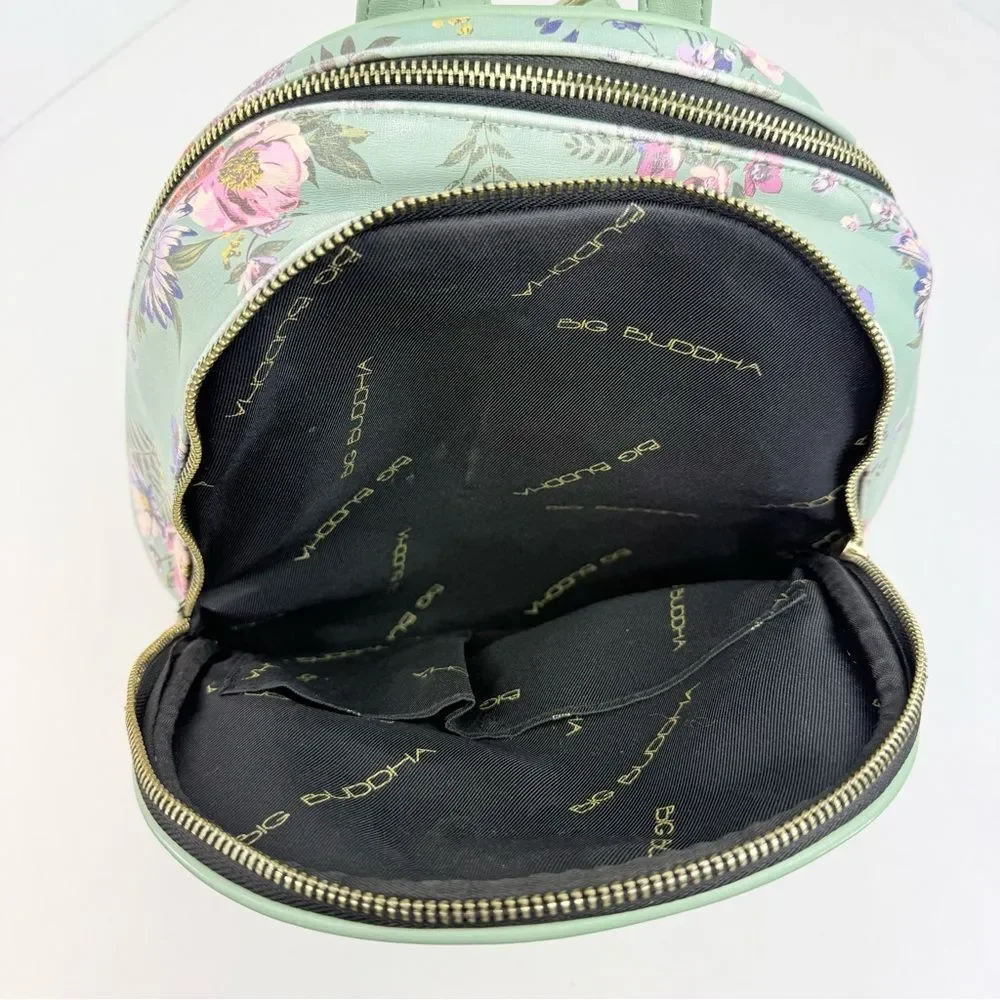 Big Buddha Mint Green Colorful Floral Garden Print Vinyl Mini Backpack